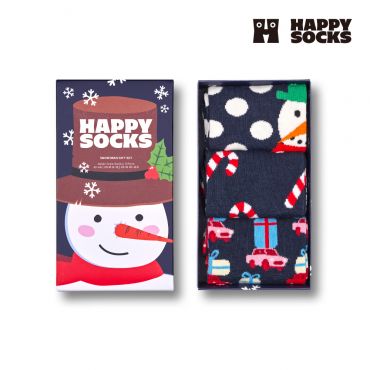 【HAPPY SOCKS】Holiday Gift系列-耶誕雪人3入組