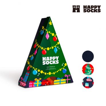 【HAPPY SOCKS】Holiday Gift系列-耶誕樹3入組
